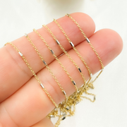14k Solid Gold Tube Satellite Two Tone Chain